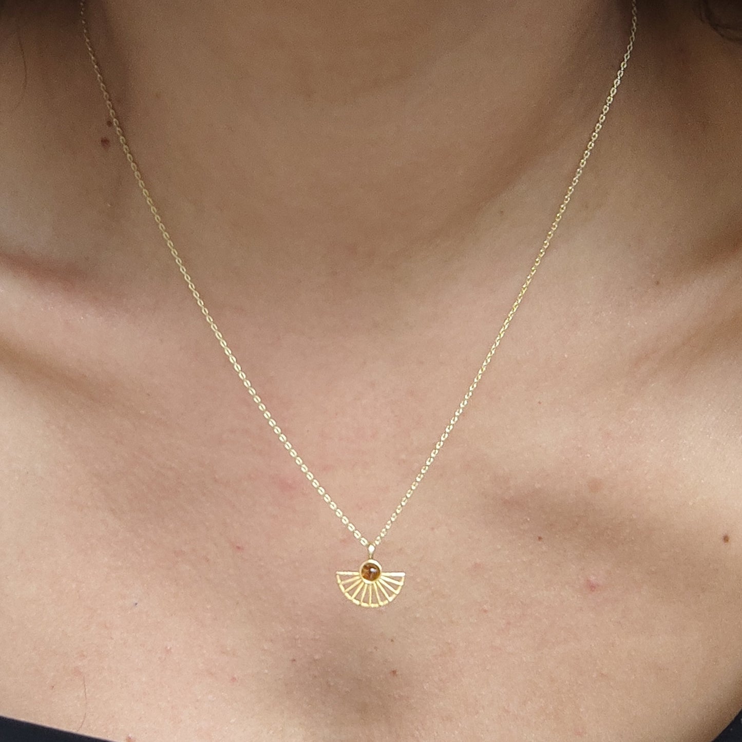 Natürel Turmalin Yelpaze Kolye